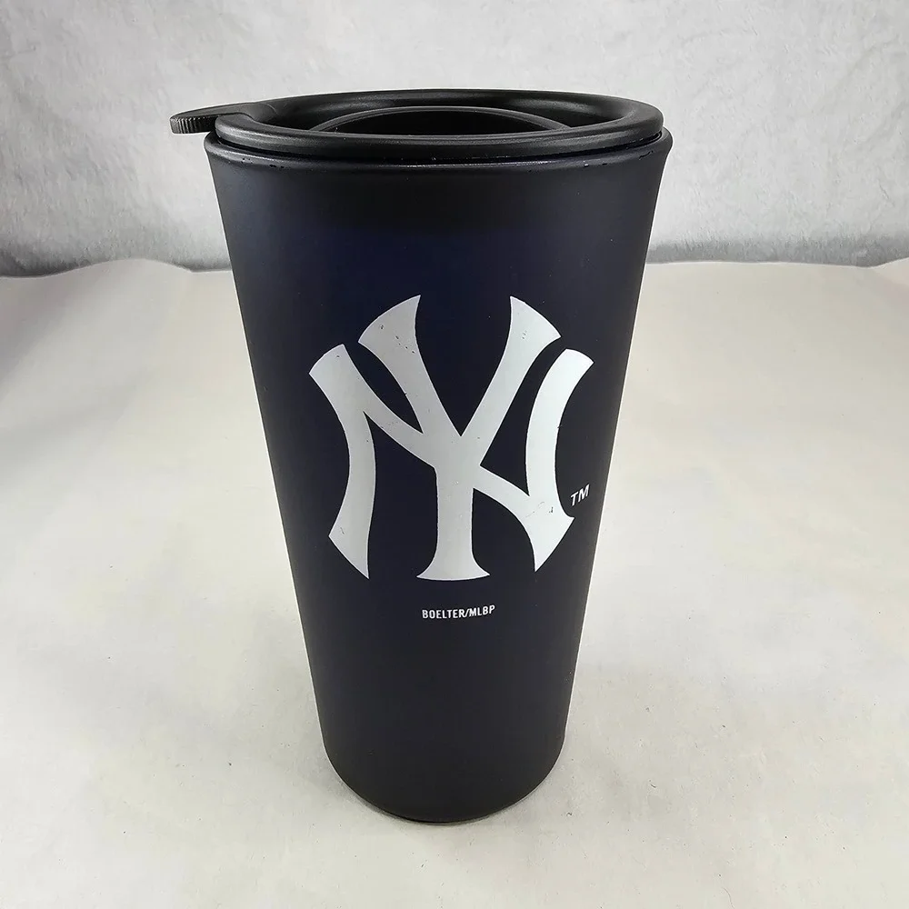 New York Yankees Matte Black Travel Tumbler‎ Cup with Lid Boelter MLB Licensed